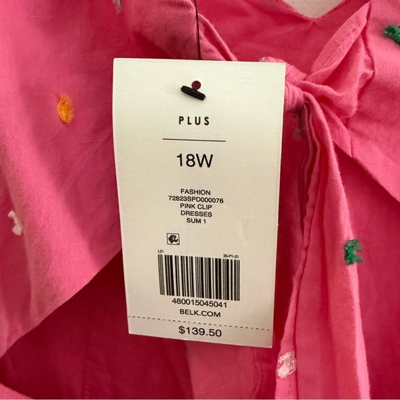 NEW NWT Belk Crown & Ivy Pink Plus Size Dress with Embroidered Details - Picture 5 of 7